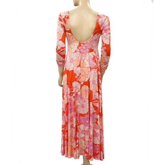 Free People First Date Retro Sexy Maxi Dress M - Picture 6 of 7